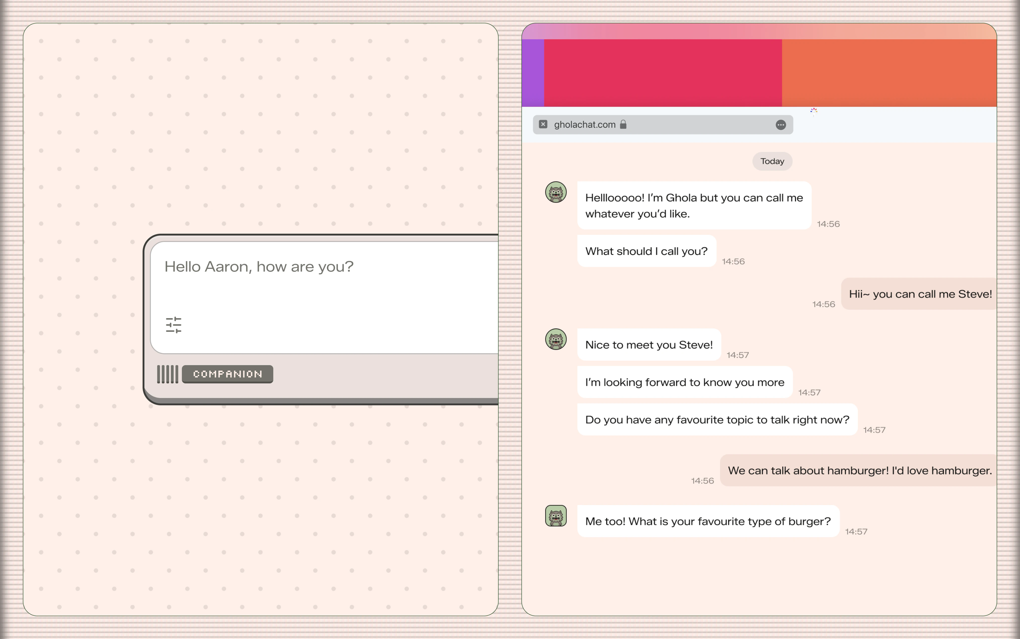 Ghola AI interface detail